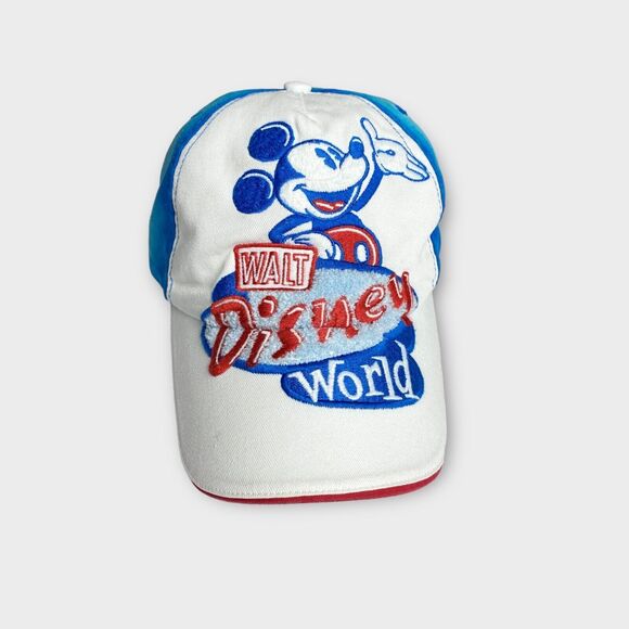 Disney Parks Classic Mickey Mouse Hat Blue Retro Baseball Cap Leather Strap Back - Picture 14 of 14